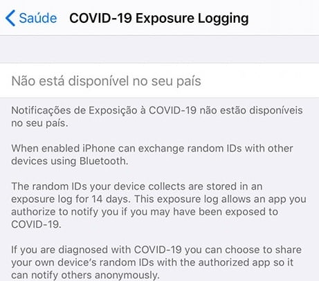 Como ativar notificações do Covid-19 no iPhone