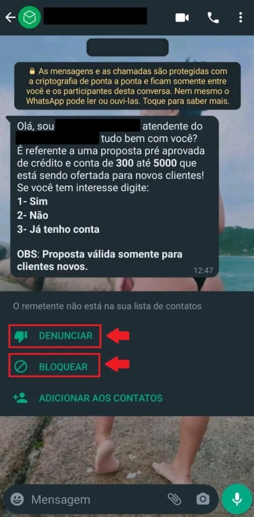 Como bloquear e denunciar mensagens de spam no WhatsApp - Passo 1