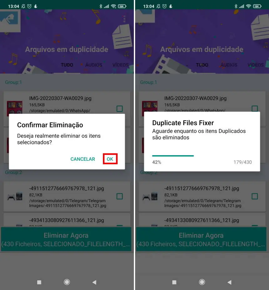 Como encontrar e apagar arquivos duplicados no Android - Passo 5