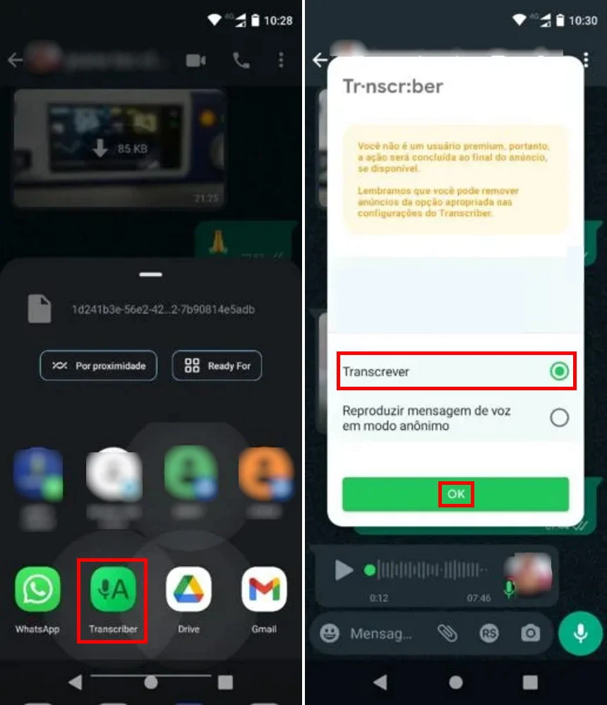 Como traduzir mensagens de voz do WhatsApp - Passo 2