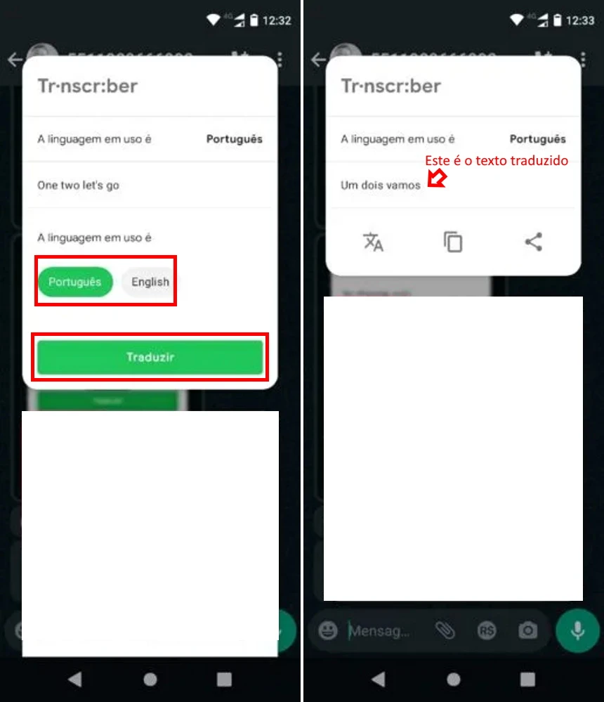 Como traduzir mensagens de voz do WhatsApp - Passo 4