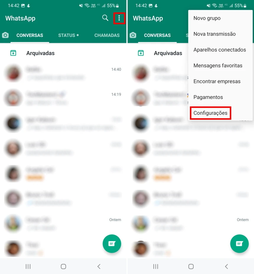 WhatsApp - Como esconder o status Online de contatos específicos - Passo 1