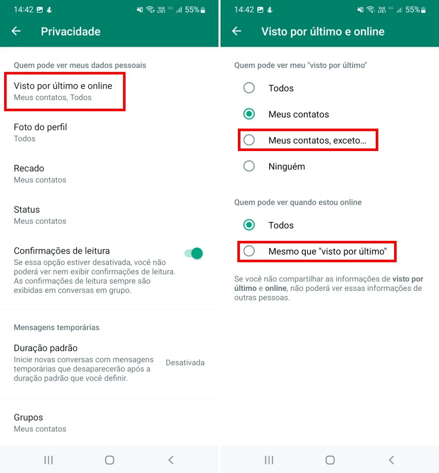 WhatsApp - Como esconder o status Online de contatos específicos - Passo 3