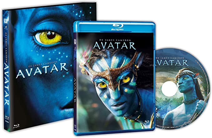 Imagem mostra capa, disco e pôster da edição Blu-ray de "Avatar"