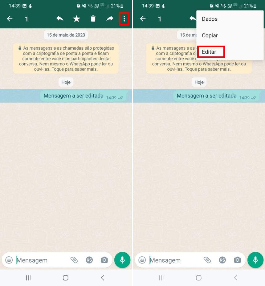 Como editar mensagens no WhatsApp - Passo 1