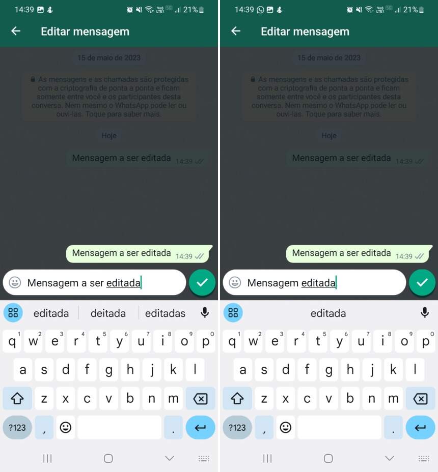 Como editar mensagens no WhatsApp - Passo 2