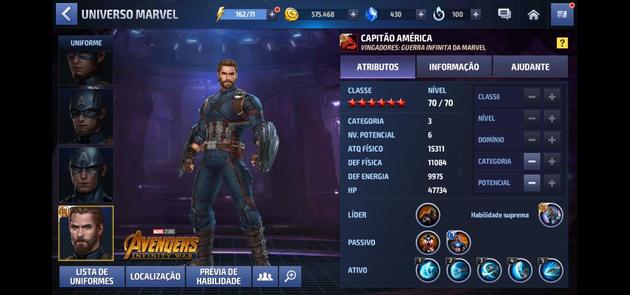 Marvel Future Fight - Capitão América Categoria 3