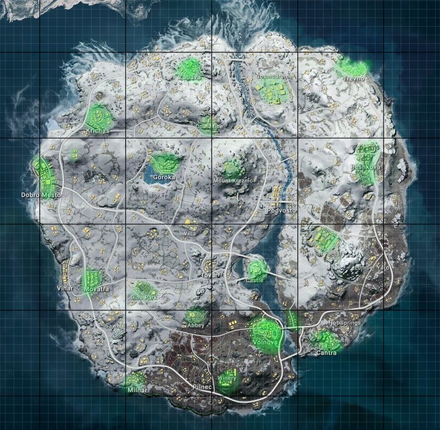 Mapa vikendi PUBG Zonas de Loot